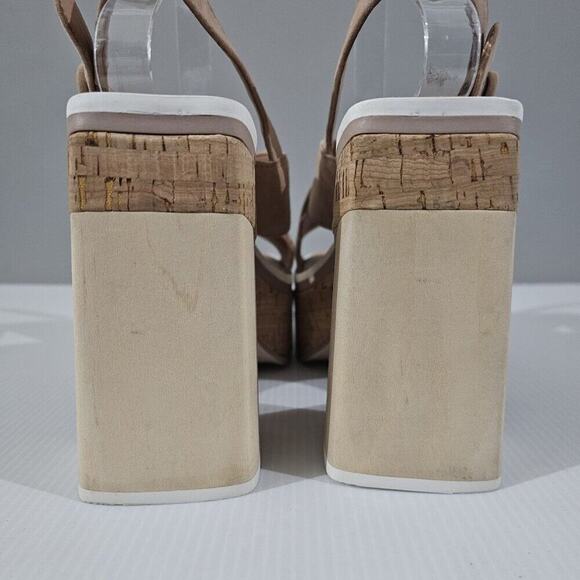 NEW Vince Camuto Celosia Platform Womens 8.5 Beige Suede Slingback Sandal Heel - Picture 9 of 13